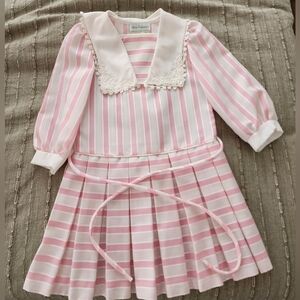 Vintage Rare Editions Pink and White Striped Formal Dress